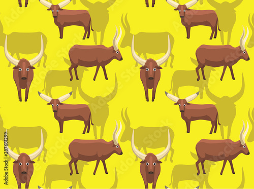 Cow Watusi Cartoon Background Seamless Wallpaper