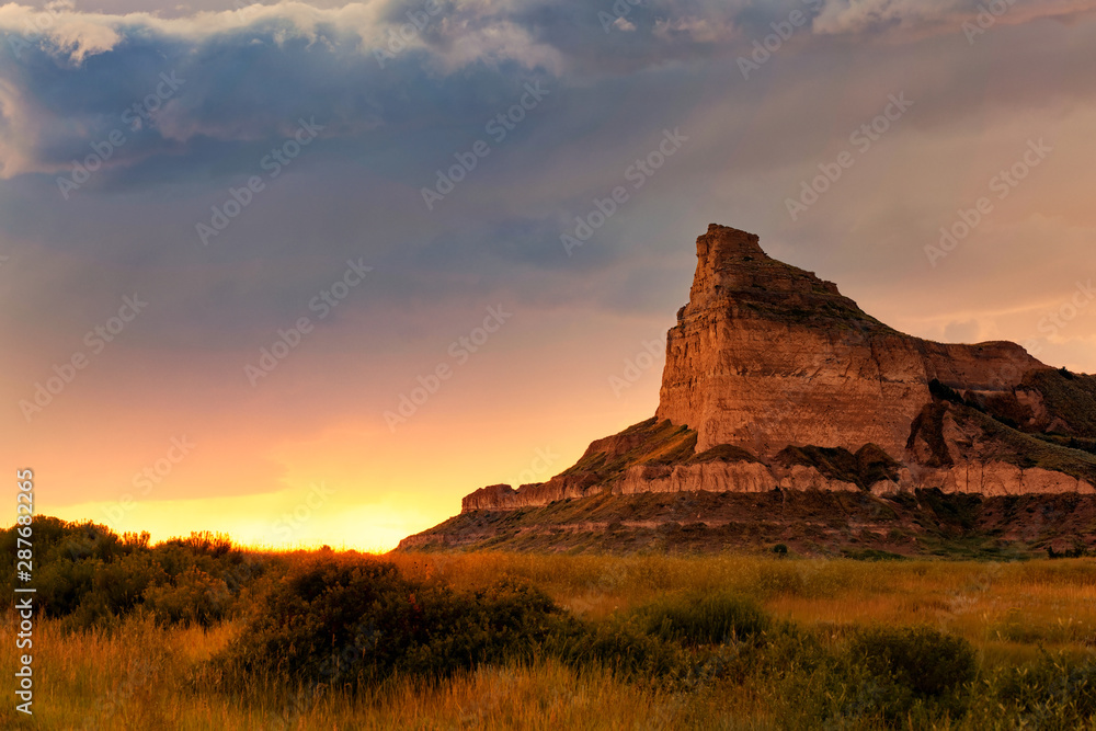 Sunset over Scottsbluff National Monument Gering Nebraska Sunset over Scottsbluff National Monument Gering Nebraska