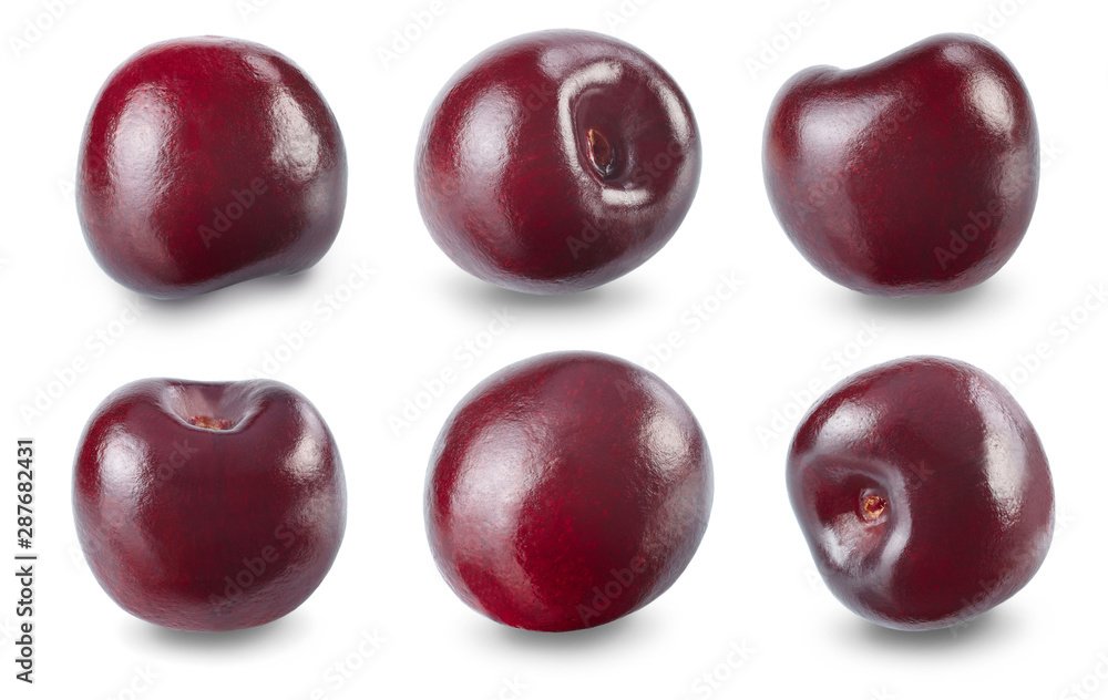 Set of cherries isolated on white background. Set of cherries isolated on white background.