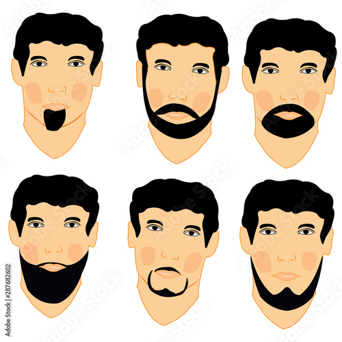 Vector illustration of the male persons with beard and moustache style
