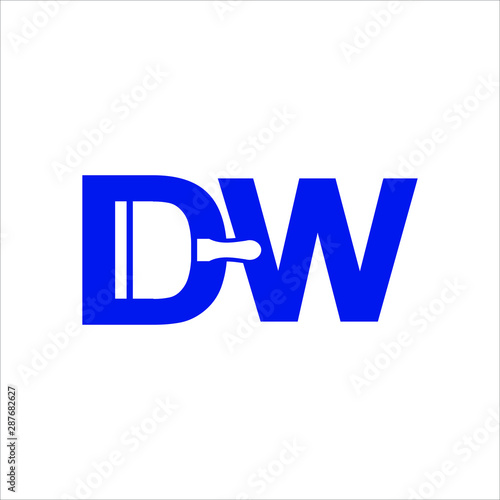 Letter D and W Logo. Drywall Symbol. Icon Vector. 