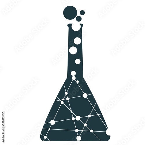 Chemical lab scientific experiment equipment. Icon textured by connected lines and dots