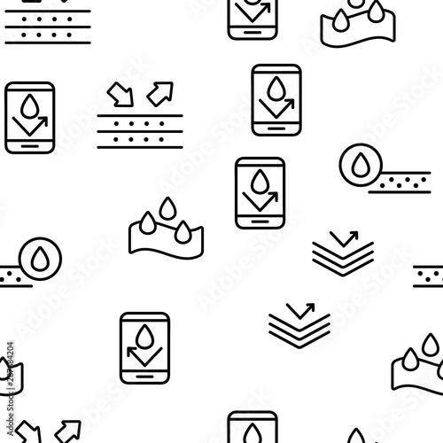 Waterproof, Water Resistant Materials Vector Seamless Pattern Thin Line Illustration