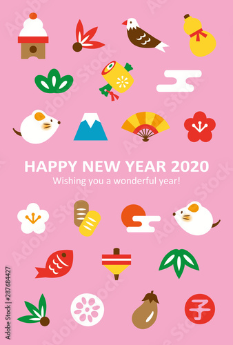 Rat & New Years Luck With Pink Background Vertical