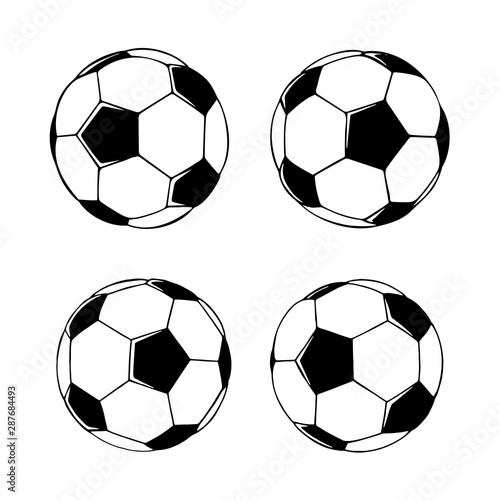 Football ball.  Soccer ball hand drawn vector illustration. Ball sketch drawing.  