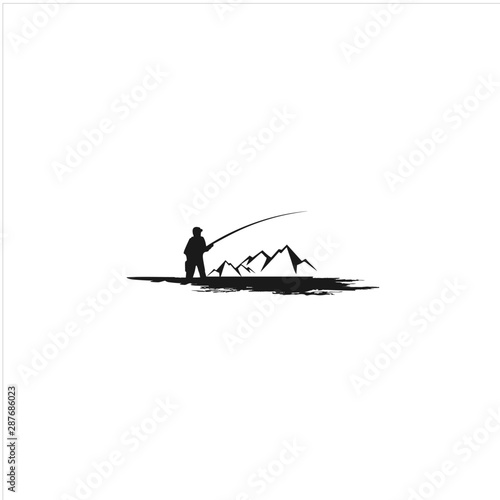Fishing logo Angler Silhouette illustration