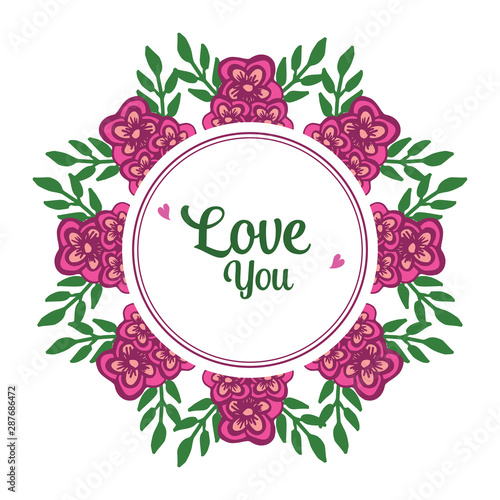 Card love you romantic in vintage style, place for text, with decorative of elegant leaf flower frame. Vector © StockFloral