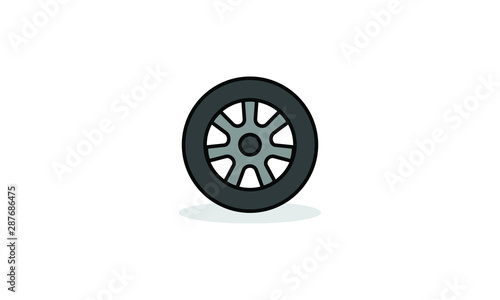 Car Tyre in Flat Style Design