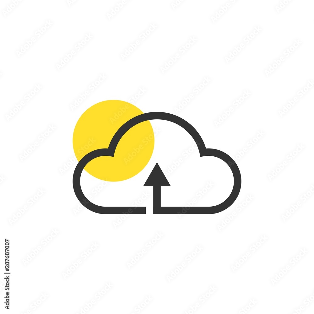 Cloud icon vector, Data, Storage, Cloudy yellow highlight circle Cloud icon vector, Data, Storage, Cloudy yellow highlight circle