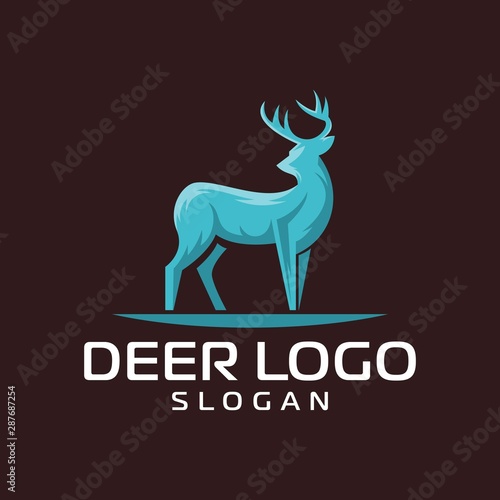 modern deer logo - vector illustration of design on a dark background