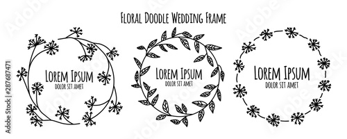 outline bundle flower and floral doodle hand drawn wedding invitation ornament vector illustration collection