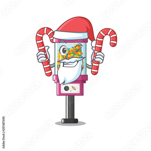 Santa with candy candy vending machine on the cartoon