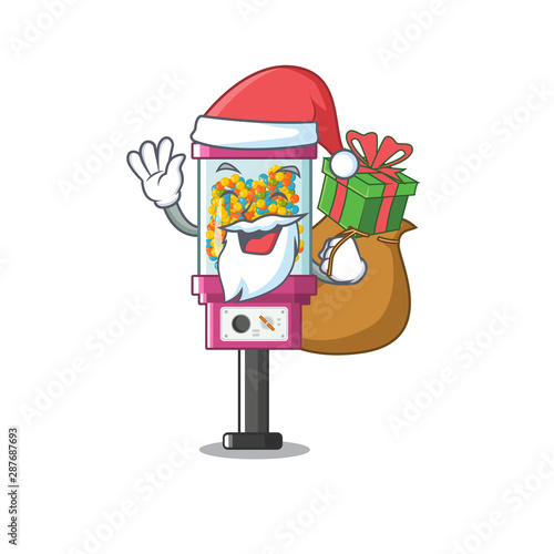 Santa with gift candy vending machine on the cartoon