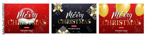 Christmas cards. Merry Xmas holiday banner design layout template