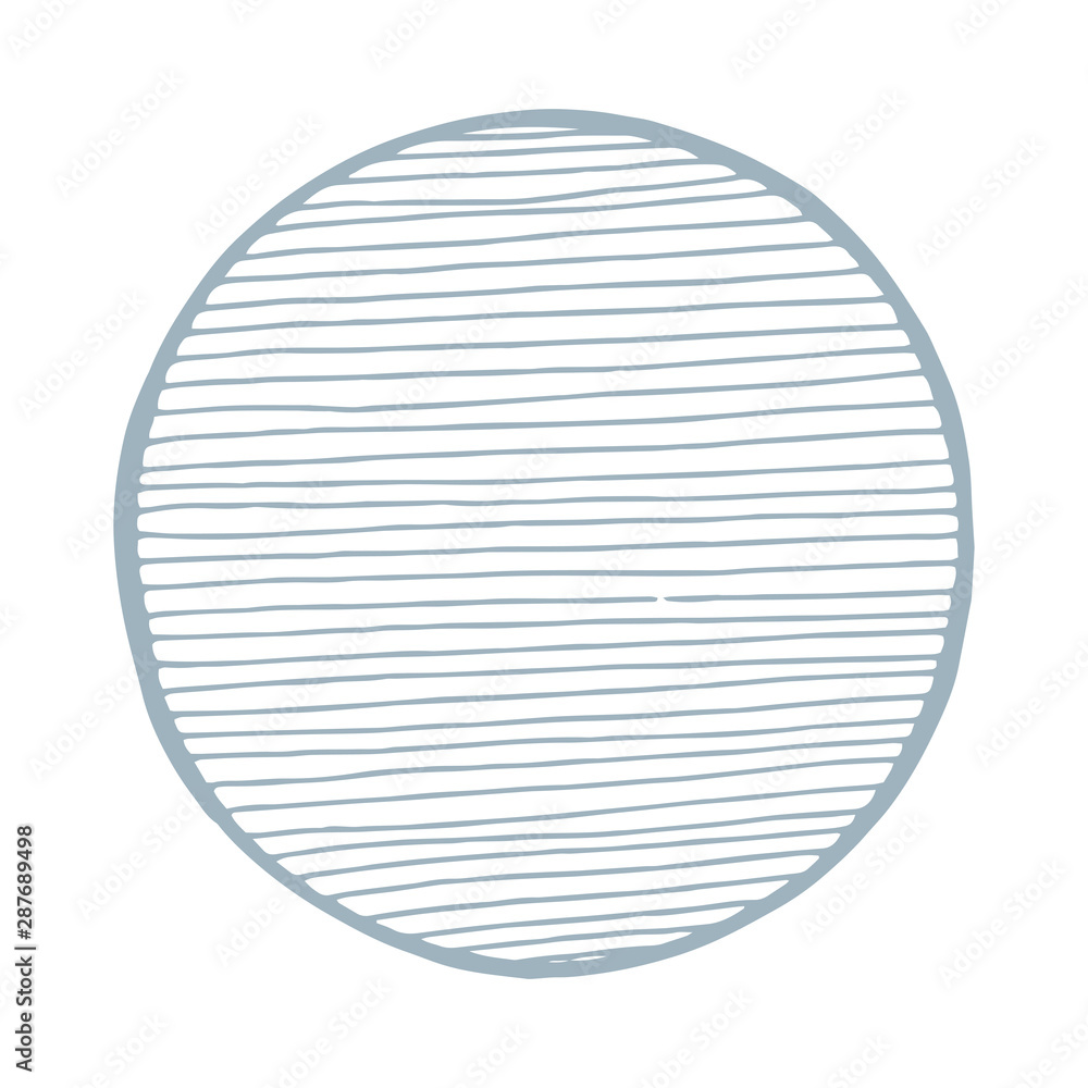 Oval. Hand drawn circle. Sketch drawing hatched circle. Part of set.