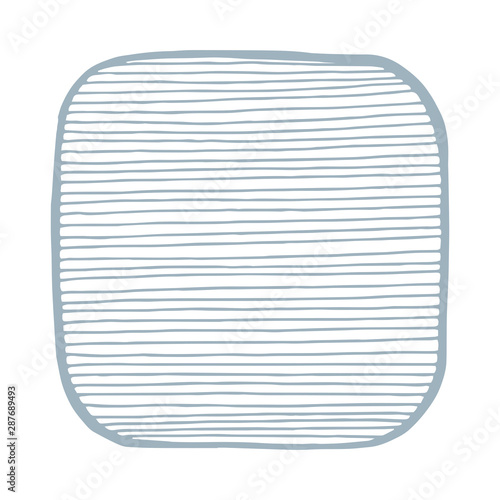 Rectangle. Hand drawn square. Sketch drawing hatched rectangle. Part of set.