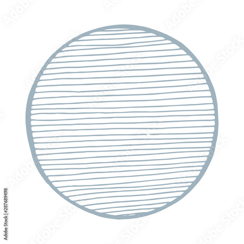 Oval. Hand drawn circle. Sketch drawing hatched circle. Part of set.
