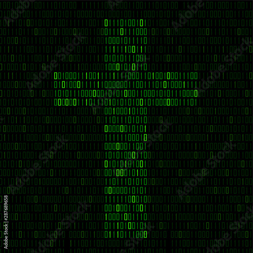 Abstract sign cross of binary code, technology logo