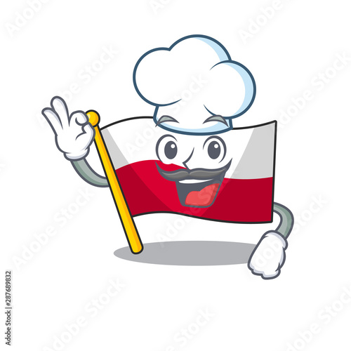 Chef flag poland hoisted on mascot pole