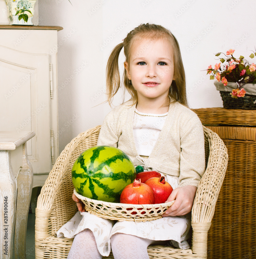 Fototapeta premium little cute girl playing at home, lifestyle people concept