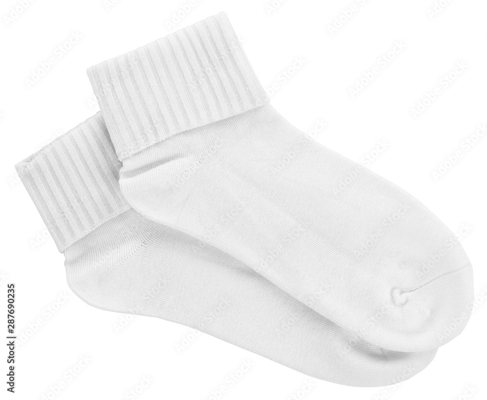 two white sock closeup on isolated white background two white sock closeup on isolated white background