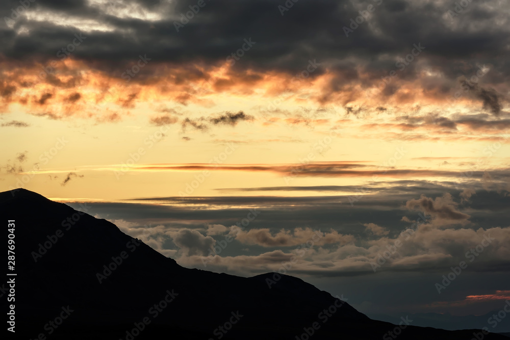 mountains dawn clouds sky