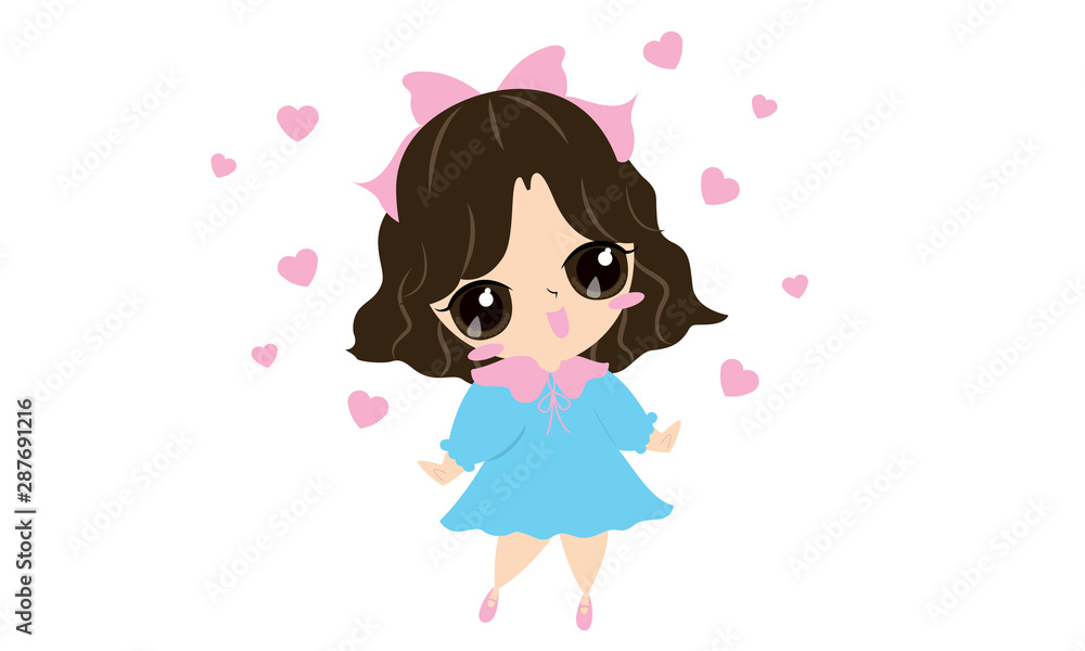 cute girls character cartoon vector