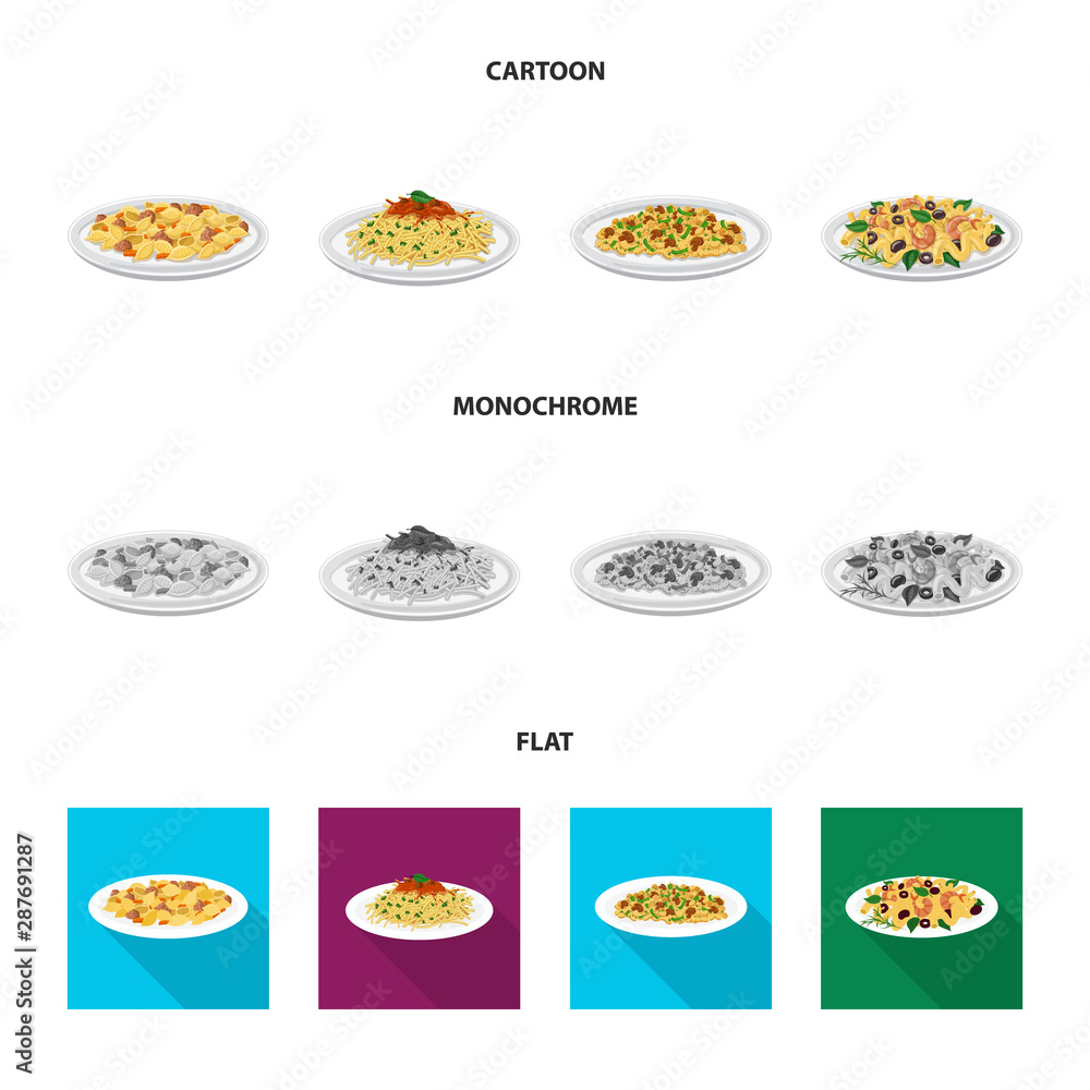 Vector design of pasta and carbohydrate symbol. Collection of pasta and macaroni stock vector illustration. Vector design of pasta and carbohydrate symbol. Collection of pasta and macaroni stock vector illustration.