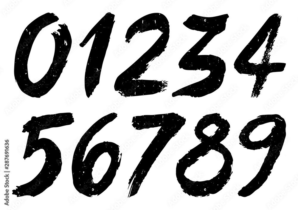 Brush Numbers Vector Set Stock Vector Adobe Stock