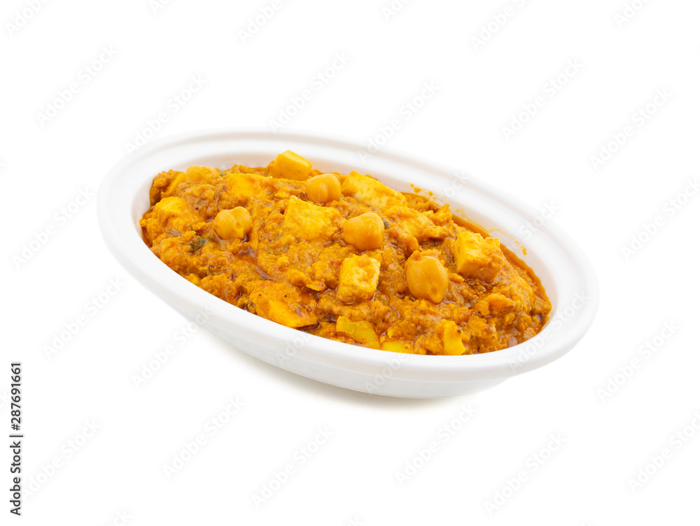 North Indian Healthy Cuisine Chole Paneer or Chole Paneer Curry Made From Boiled Chickpea with Cottage Cheese and Spices North Indian Healthy Cuisine Chole Paneer or Chole Paneer Curry Made From Boiled Chickpea with Cottage Cheese and Spices