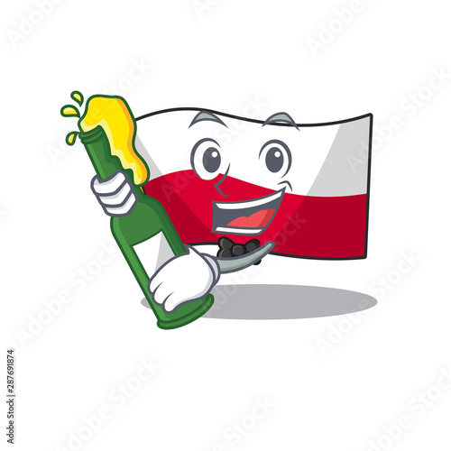 With beer flag poland in the cartoon shape
