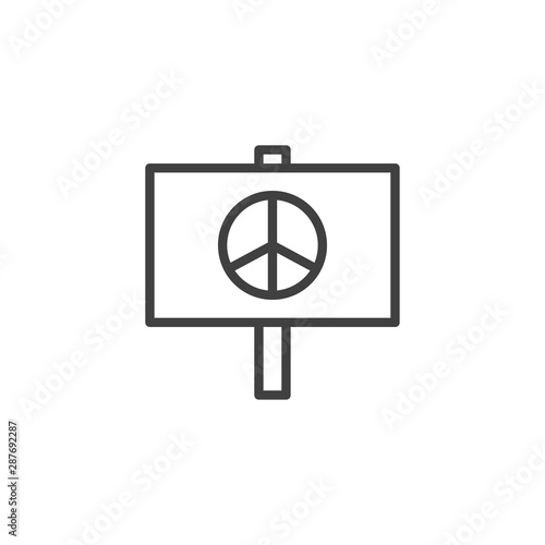 Peace signboard line icon. linear style sign for mobile concept and web design. International Peace day outline vector icon. Pacifism symbol, logo illustration. Vector graphics