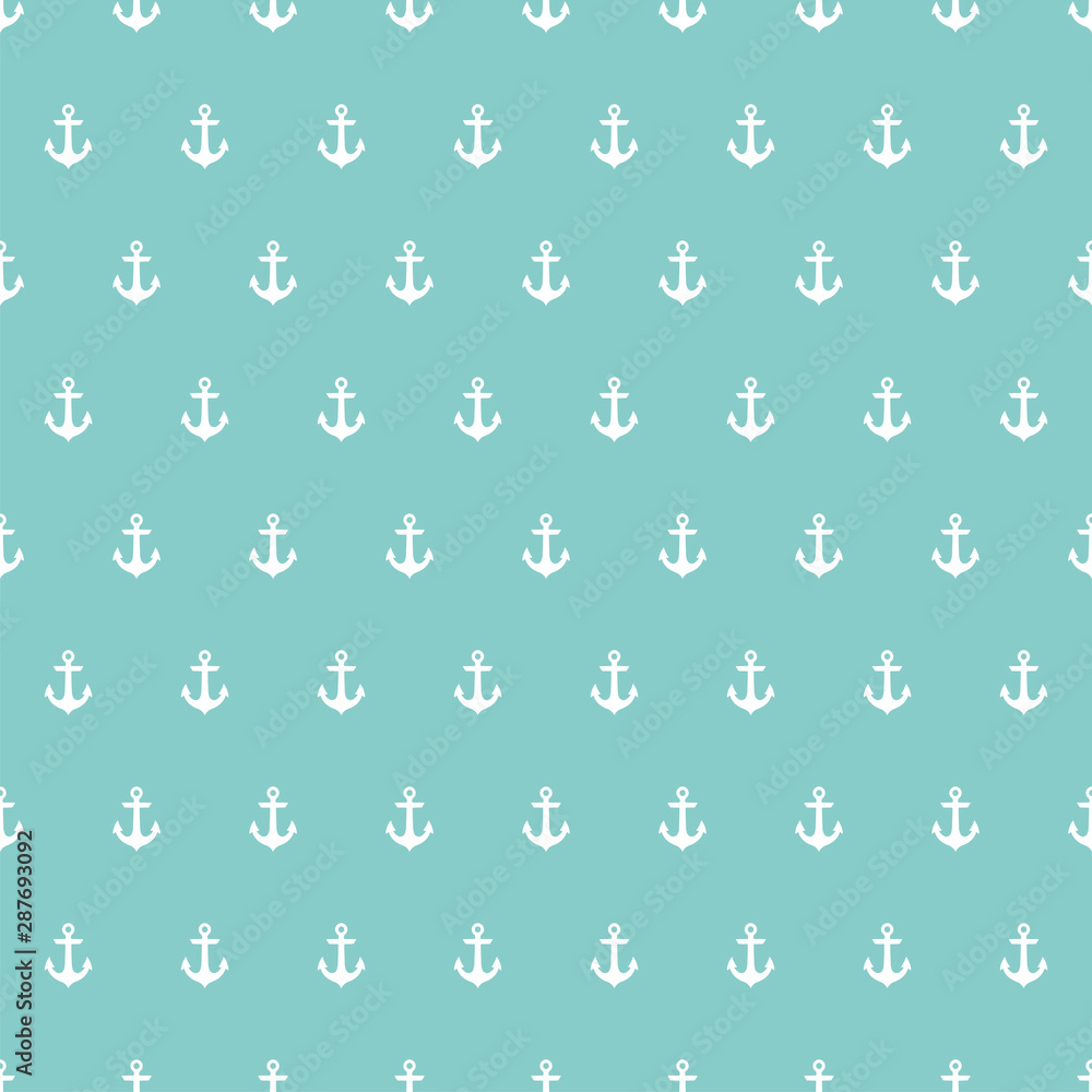 Seamless pattern with white anchors and blue background Seamless pattern with white anchors and blue background