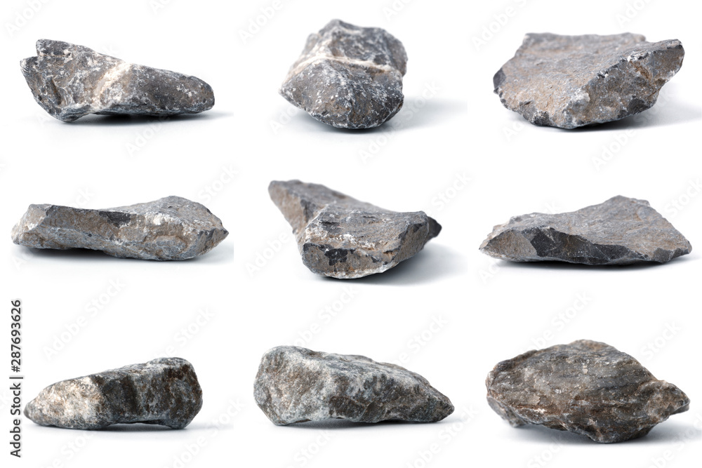 Group of Stones collection with soft shadow on white background. Group of Stones collection with soft shadow on white background.
