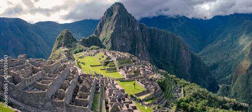 Panorama of the Machu Picchu in Cusco, Peru. Inca's building one of the of the New Seven Wonders of the World. photo