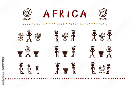 Africa. Set of african funny ethnic characters