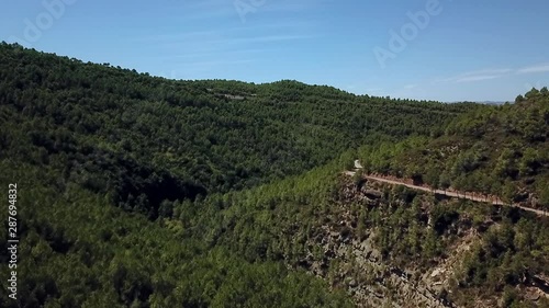 Aerial view of Catalonian mountains, in Parc Naturel de Sant Llorenc del Munt i L'Obac, Spain, Europe photo