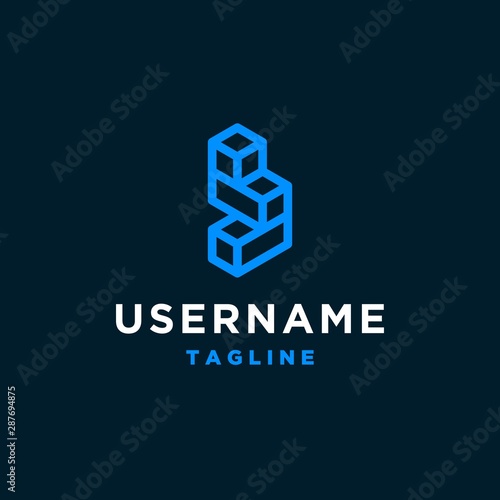 box frame logo design inspiration . cube logo design . letter B logo design template