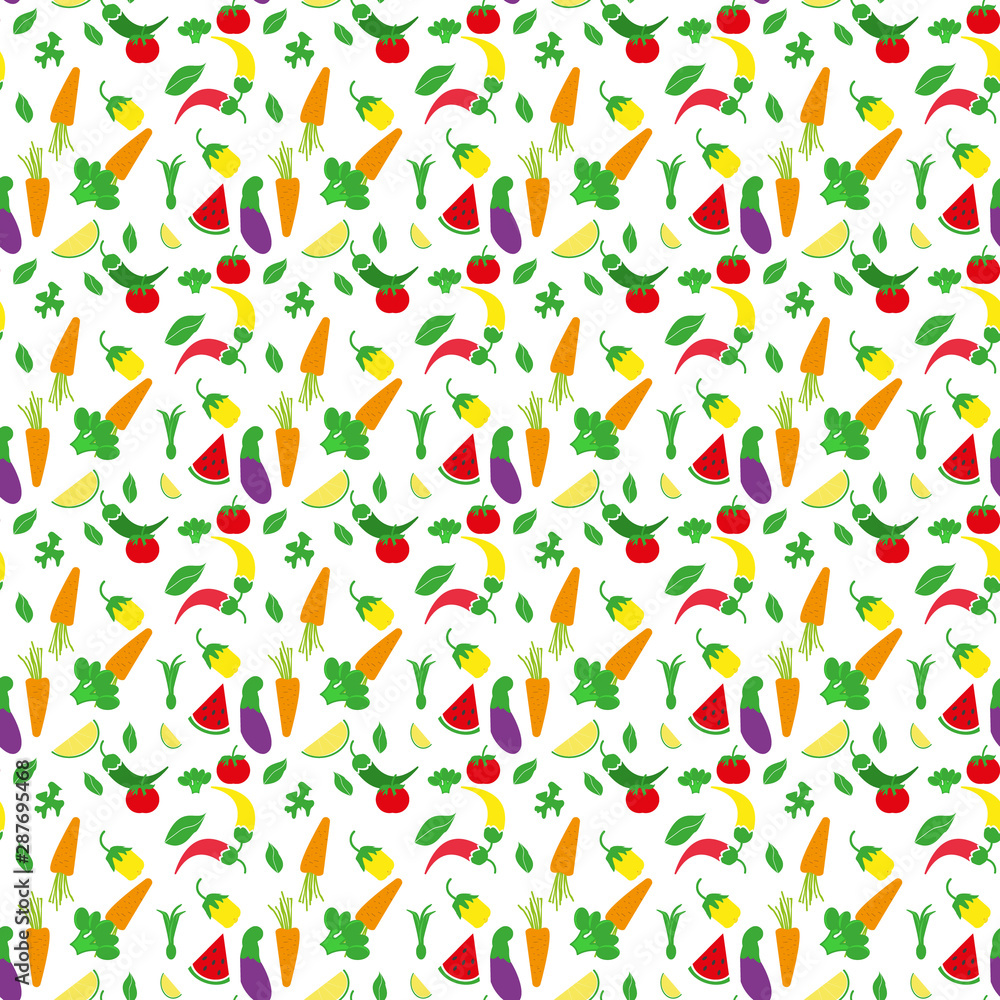 Obraz premium Seamless background with fruits, vegetables, berries. eps 10
