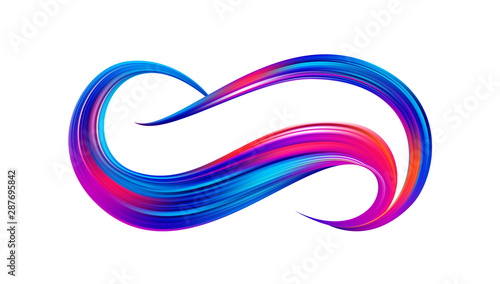 Colorful brush stroke acrylic paint on white background. Wave Liquid shape. Trendy design