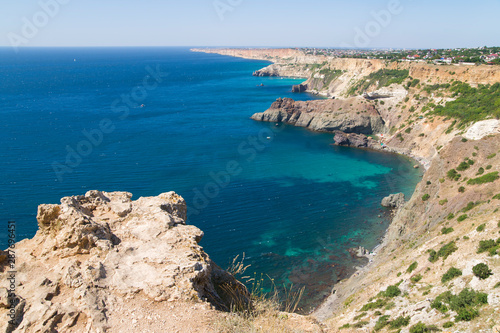 Quaint rocky cliffs and sea views. Beautiful views of Crimea. Black Sea