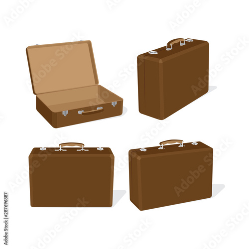 Suitcase. Suitcases vector illustrations set. Vintage travel luggage isolated on white background. Part of set. 