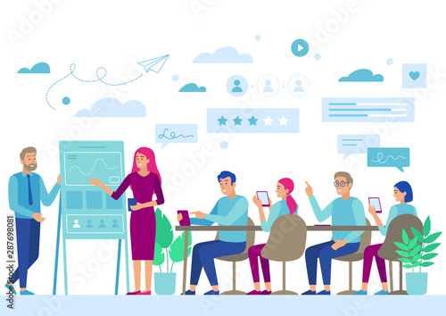 Company Business Leader Meeting with Employees