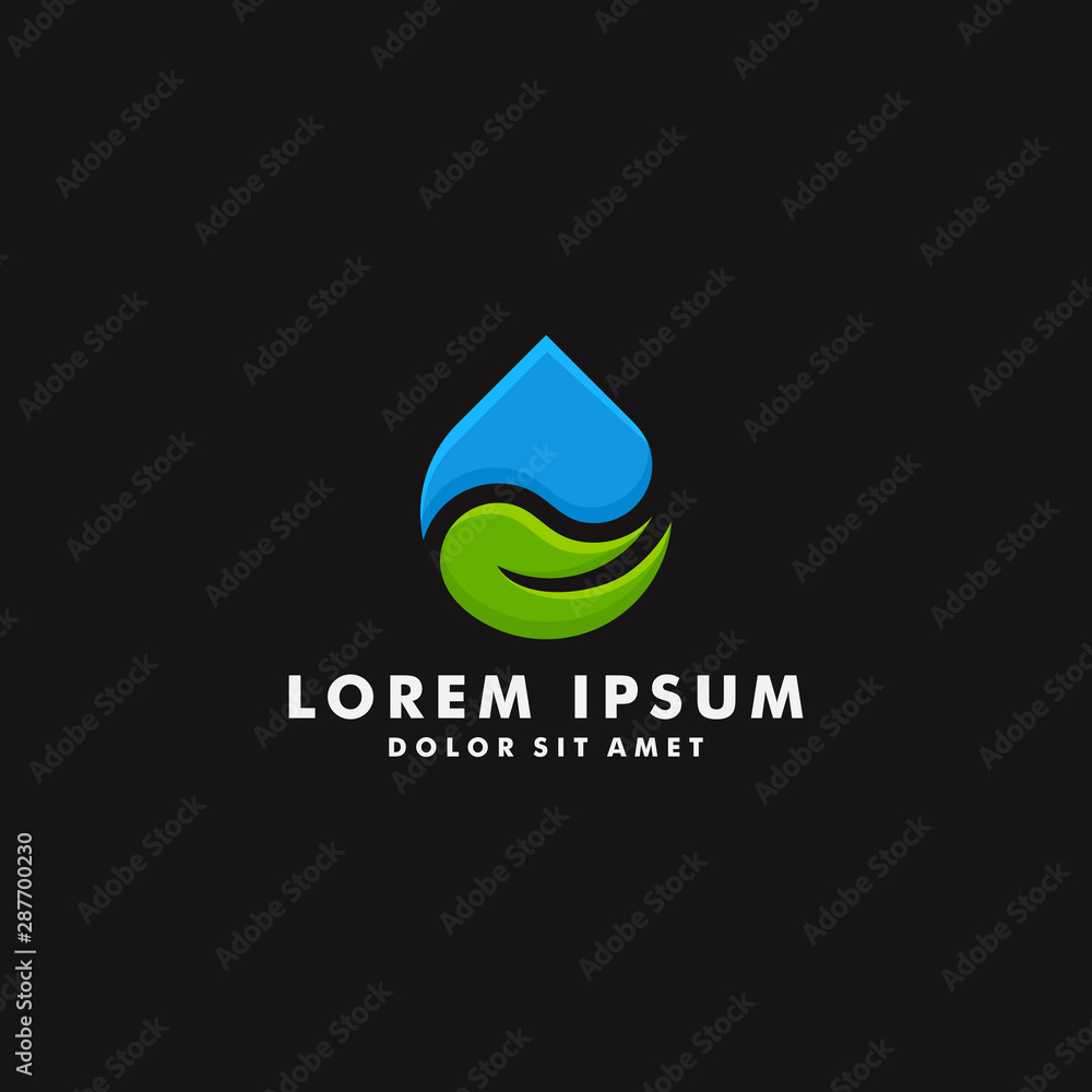 leaf water drop logo template design - vector
