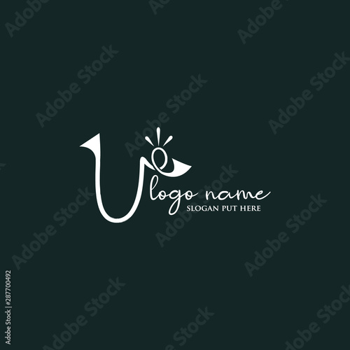 Script U letter logo design template 
