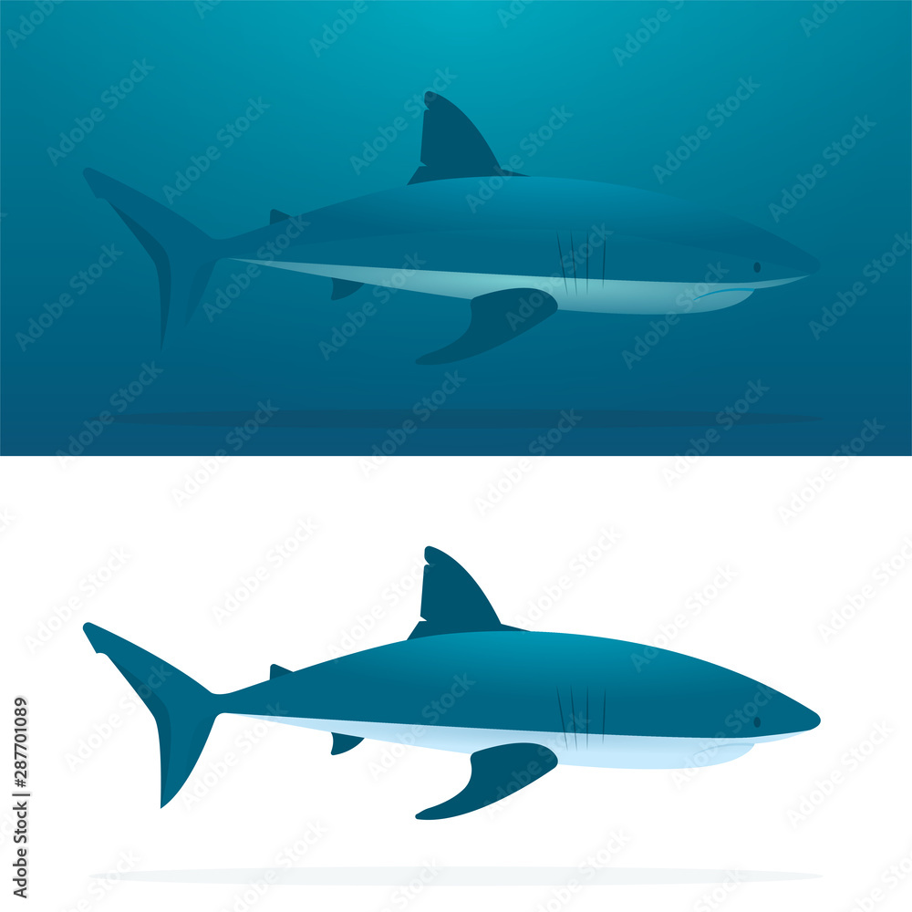 Naklejka premium Shark. Sharks vector illustrations set. Cartoon style sharks drawing. Part of set.