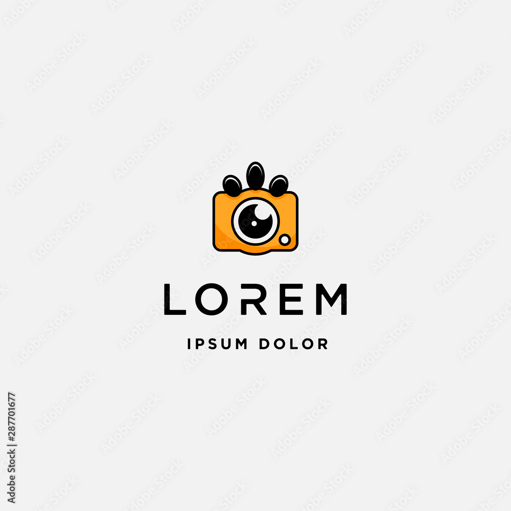 Dog Paw Camera Logo Template Vector Design Dog Paw Camera Logo Template Vector Design