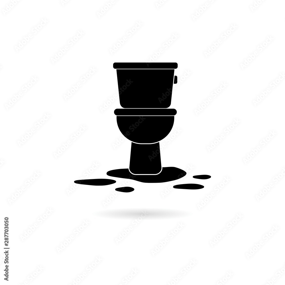 Toilet overflowing icon on white Toilet overflowing icon on white