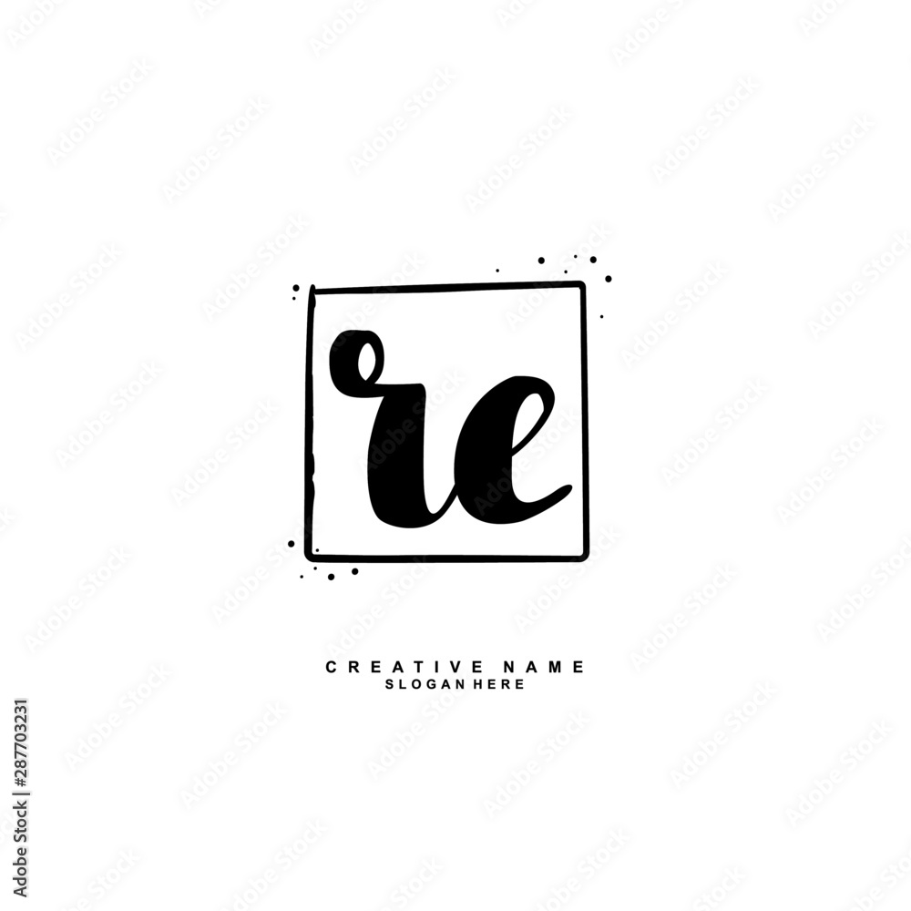 R E RE Initial logo template vector. Letter logo concept with background template.