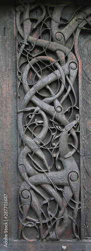 Celtic artwork out of Urnes stavkirke, Norway